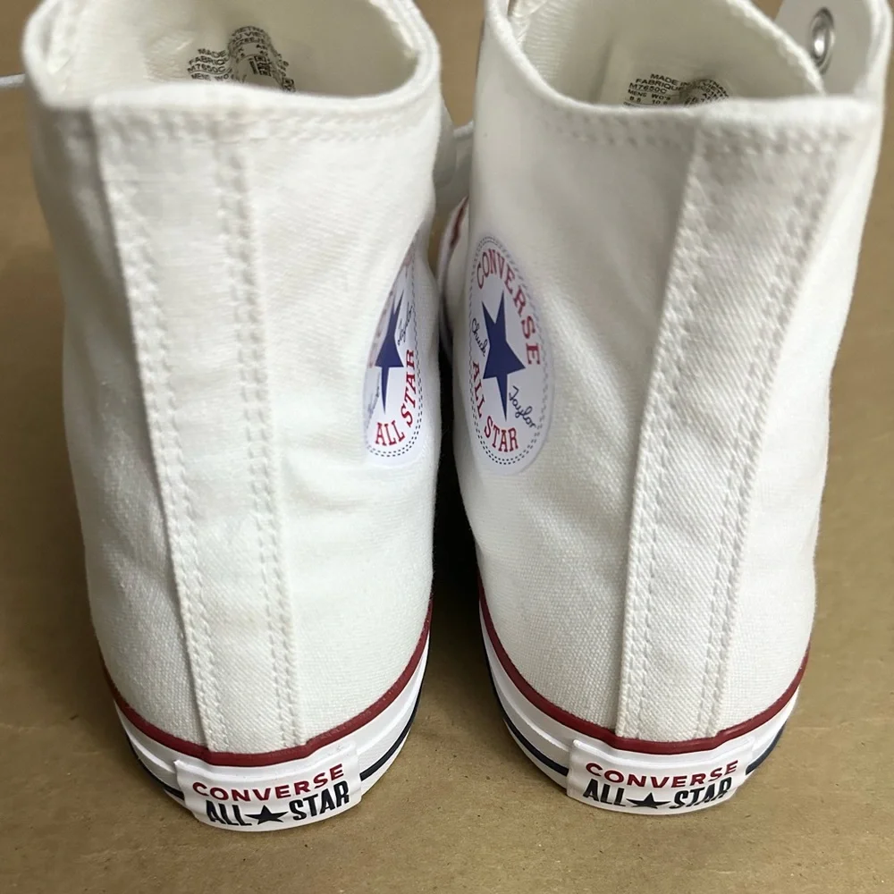 NEW Converse Chuck Taylor All Star White Canvas High Top Sneakers Sz M8.5/W10.5 - Picture 4 of 8
